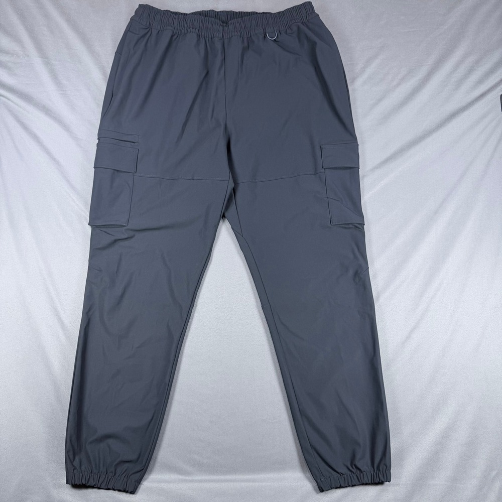 All in Motion Mens L Black Recycled Poly Cargo Jogger Pants Stretch Activewear